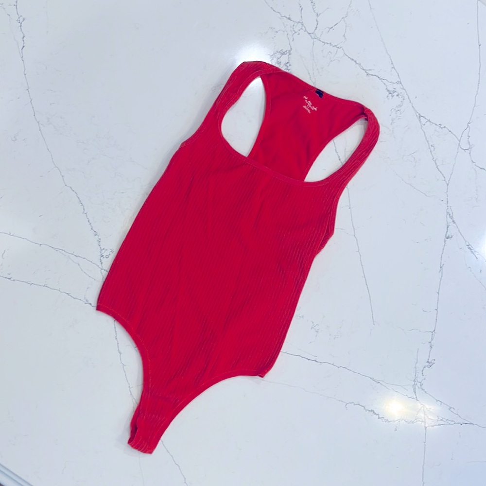 Red/orange ribbed bodysuit